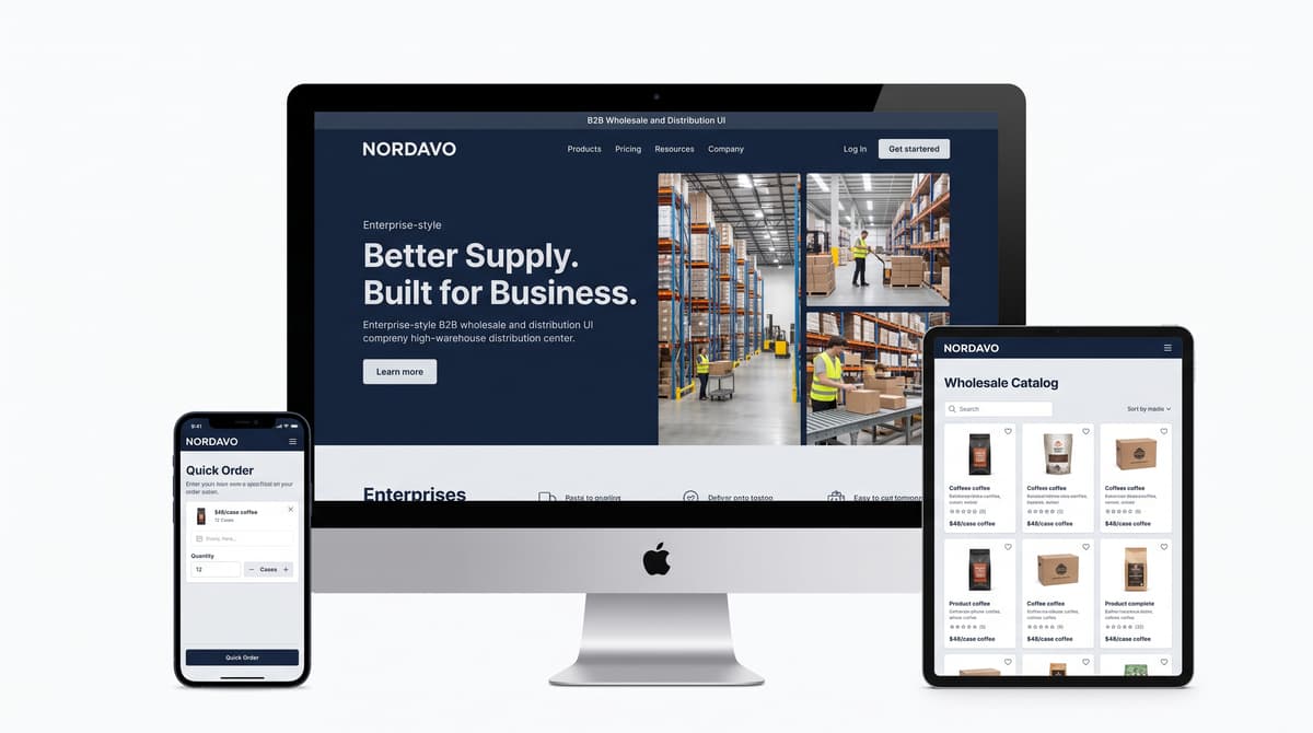Nordavo wholesale distribution UI mockup design