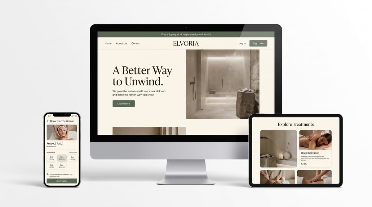 Wellness spa responsive studio mockup design
