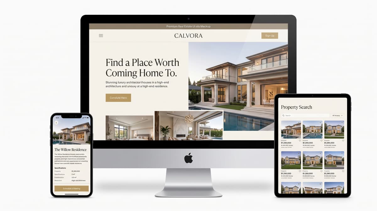 Real estate studio mockup displayed on devices