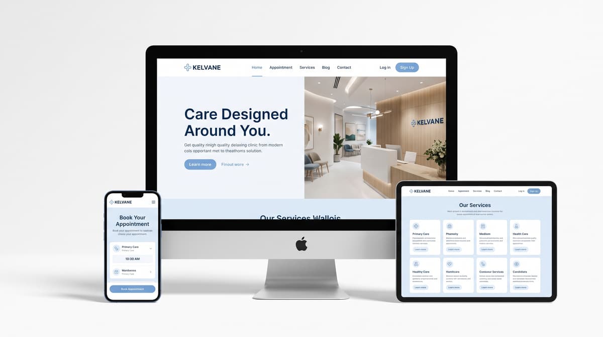 Healthcare clinic responsive website mockup design