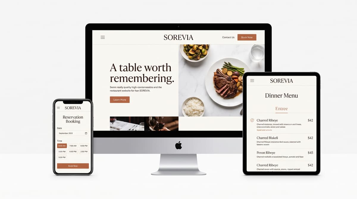 Restaurant website portfolio presentation showing modern design