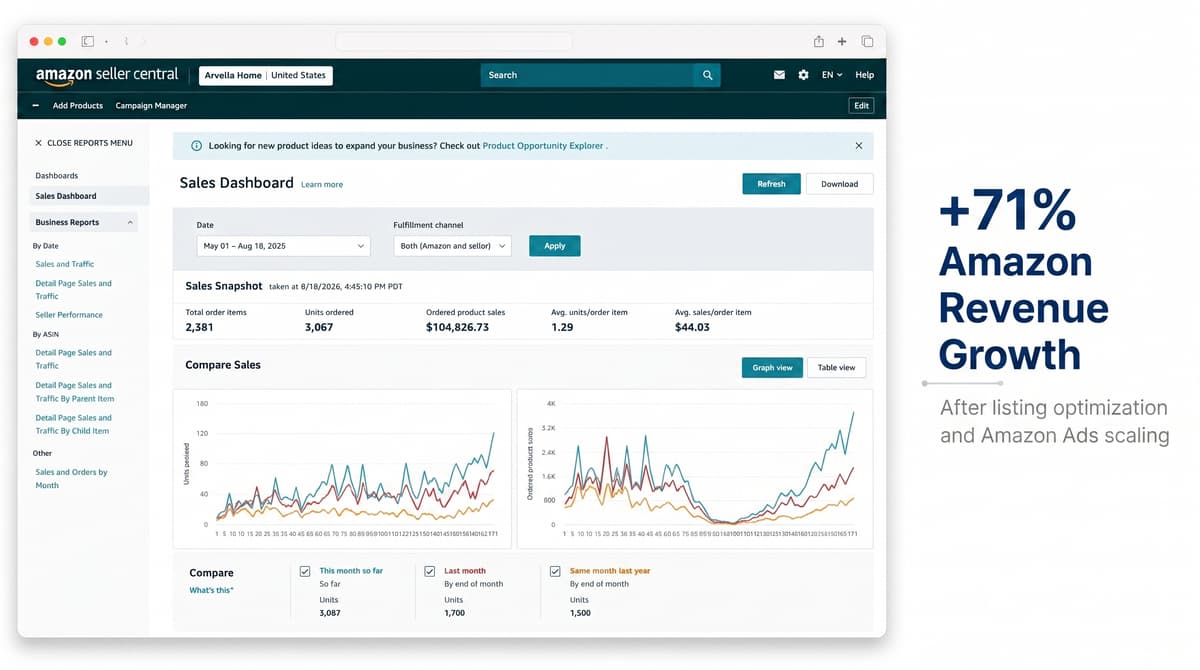 Amazon revenue growth sales portfolio showing performance metrics